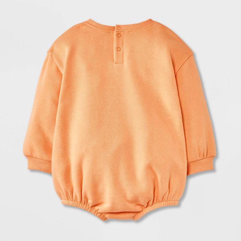 slide 3 of 4, Grayson Mini Baby Teddy Bear Halloween Pumpkin Long Sleeve Romper - Orange 18M, 1 ct
