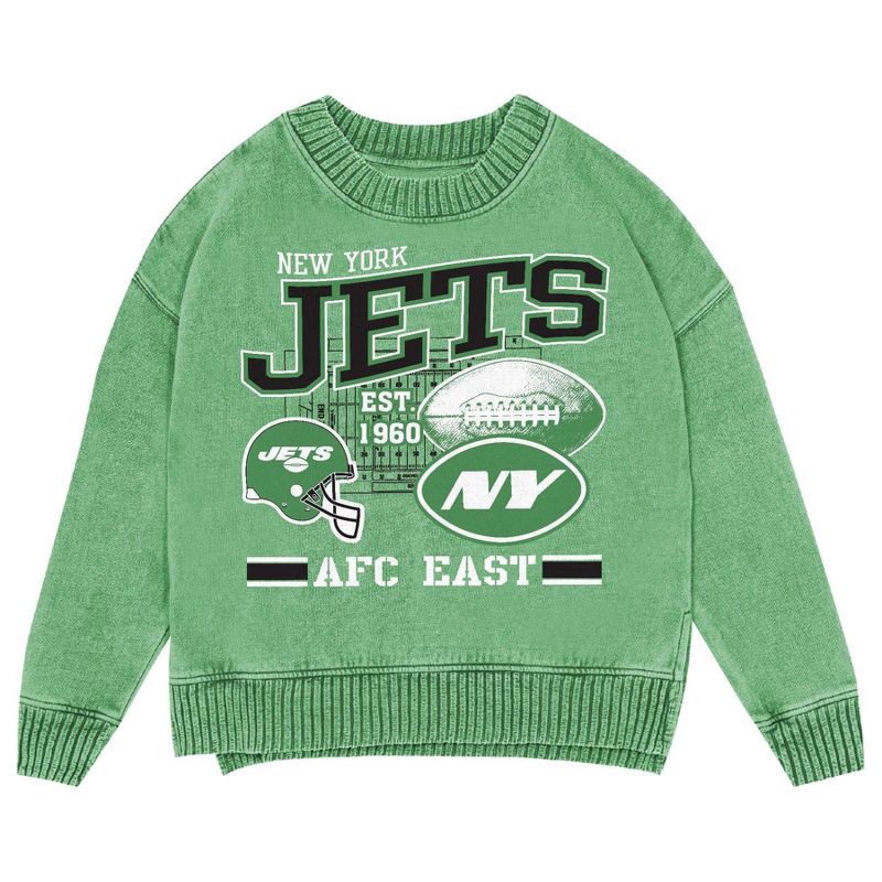 slide 2 of 3, NFL New York Jets Women's Long Sleeve Fashion Fleece Sweatshirt - L, 1 ct