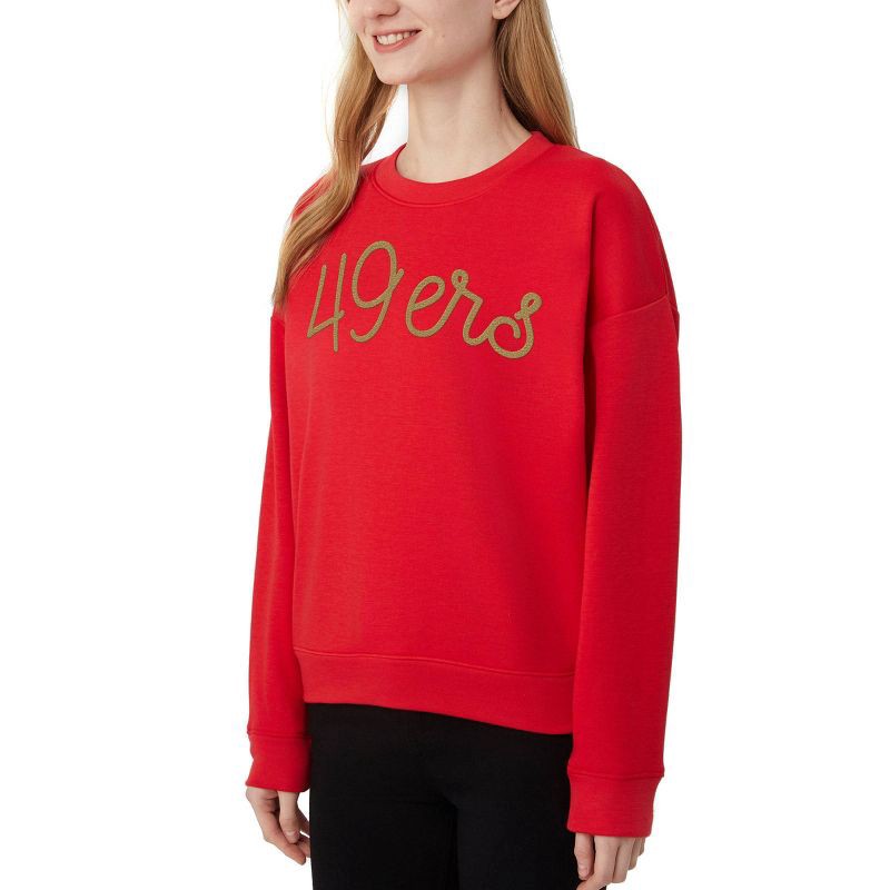 slide 2 of 2, NFL San Francisco 49ers Women's Long Sleeve Crew Neck Fleece - L, 1 ct