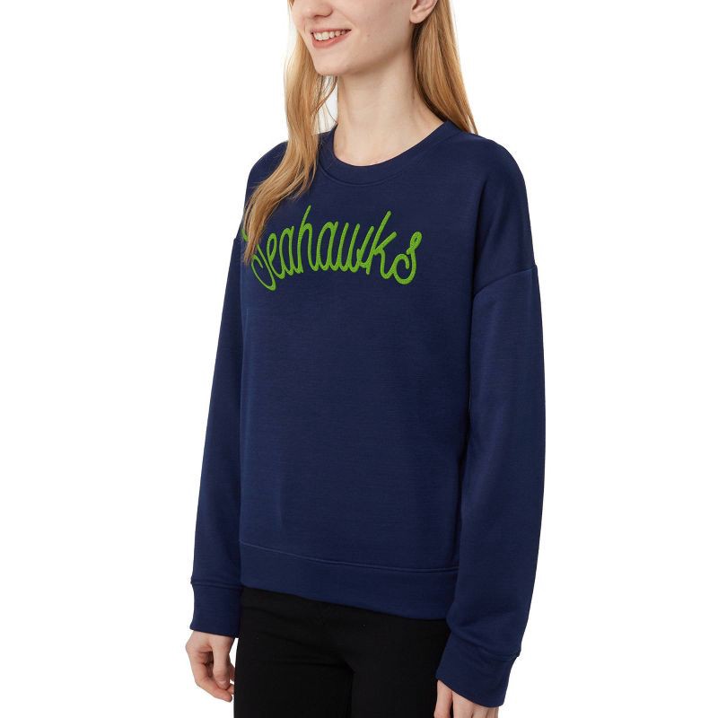 slide 3 of 3, NFL Seattle Seahawks Women's Long Sleeve Crew Neck Fleece - XL, 1 ct