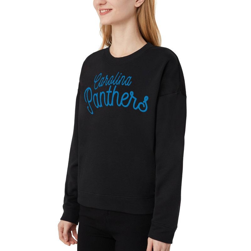 slide 3 of 3, NFL Carolina Panthers Women's Long Sleeve Crew Neck Fleece - XL, 1 ct