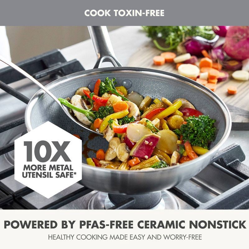 slide 3 of 11, GreenPan Prism 10" Hybrid Stainless Steel and Ceramic Nonstick Wok, 1 ct