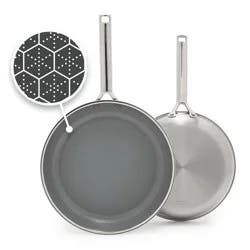 GreenPan Prism 2pc (10" and 12") Hybrid Stainless Steel and Ceramic Nonstick Fry Pan Set