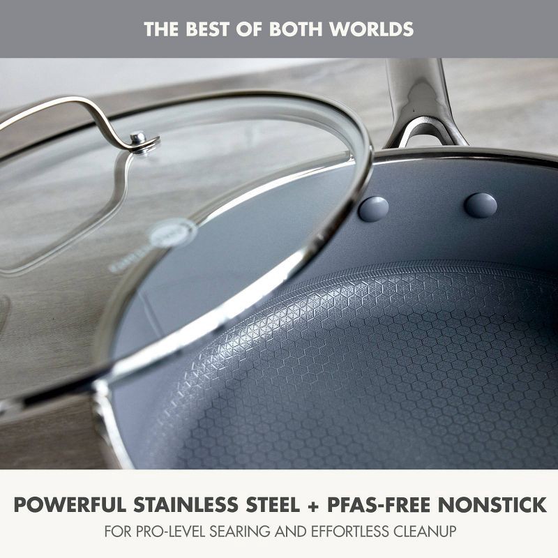 slide 6 of 11, GreenPan Prism 5qt Hybrid Stainless Steel and Ceramic Nonstick Saute Pan with Lid, 5 qt
