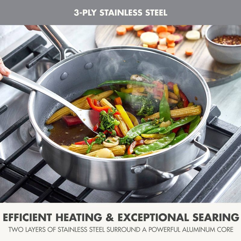 slide 7 of 11, GreenPan Prism 5qt Hybrid Stainless Steel and Ceramic Nonstick Saute Pan with Lid, 5 qt
