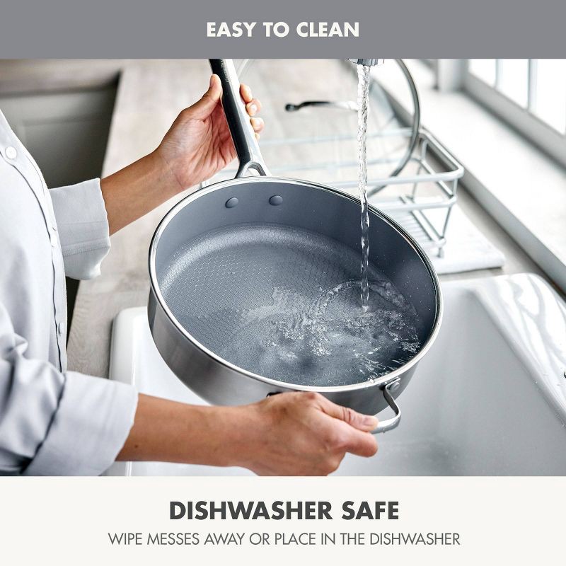 slide 10 of 11, GreenPan Prism 5qt Hybrid Stainless Steel and Ceramic Nonstick Saute Pan with Lid, 5 qt