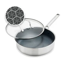 GreenPan Prism 5qt Hybrid Stainless Steel and Ceramic Nonstick Saute Pan with Lid