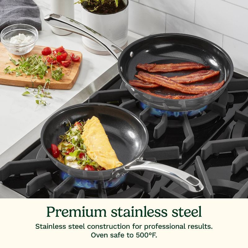 slide 3 of 9, Cuisinart Classic 2pc (8" and 10") Stainless Steel and Ceramic Nonstick Fry Pan Set, 2 ct