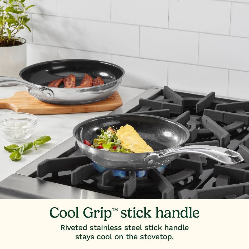 slide 4 of 9, Cuisinart Classic 2pc (8" and 10") Stainless Steel and Ceramic Nonstick Fry Pan Set, 2 ct