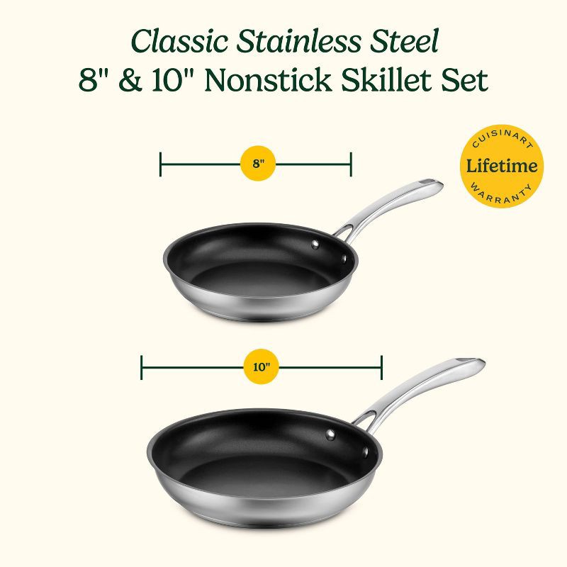 slide 9 of 9, Cuisinart Classic 2pc (8" and 10") Stainless Steel and Ceramic Nonstick Fry Pan Set, 2 ct