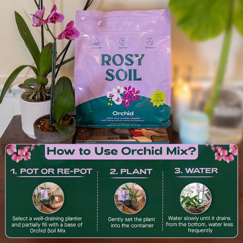 slide 5 of 6, Rosy Soil 4qt Orchid Mix, 4 qt