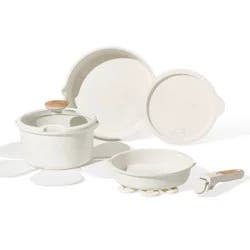 Carote 10pc Ceramic Nonstick Cookware Set with Detachable Handle Cream