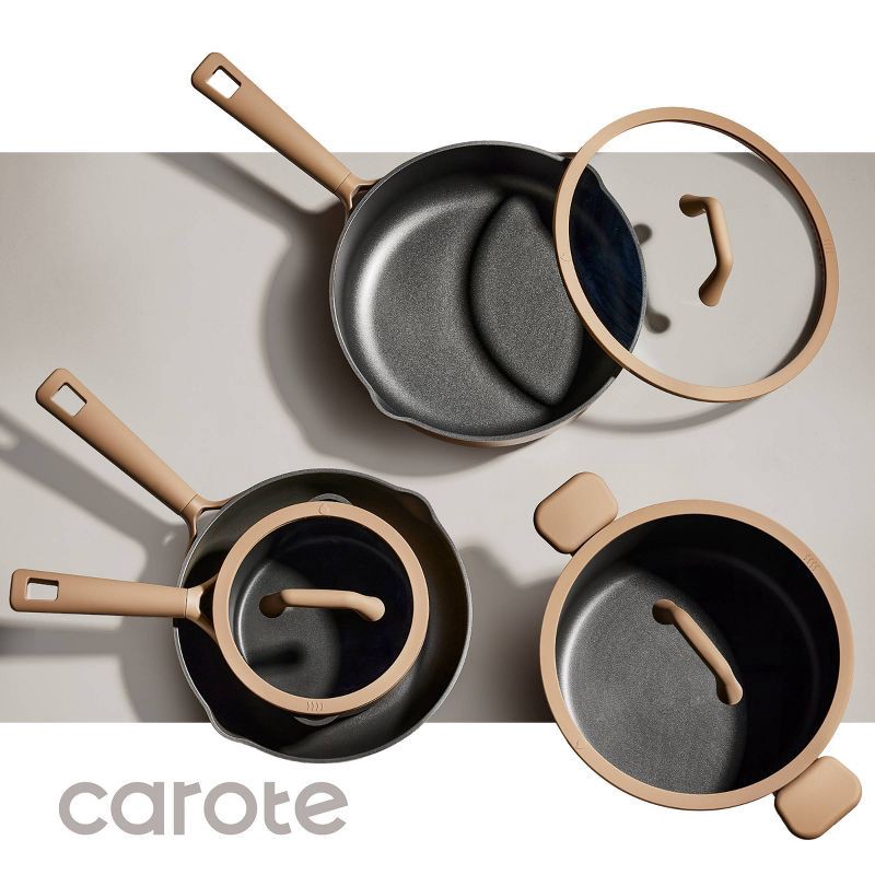 slide 2 of 8, Carote 21pc Nonstick Cookware Set Taupe, 21 ct