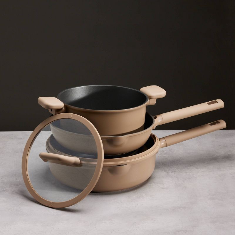 slide 5 of 8, Carote 21pc Nonstick Cookware Set Taupe, 21 ct