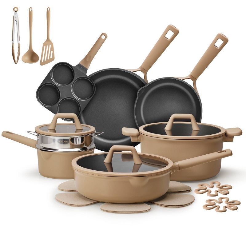 slide 1 of 8, Carote 21pc Nonstick Cookware Set Taupe, 21 ct