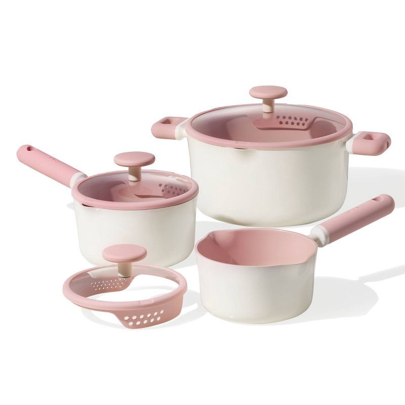 slide 2 of 6, Carote 21pc Ceramic Nonstick Cookware Set Pink, 21 ct