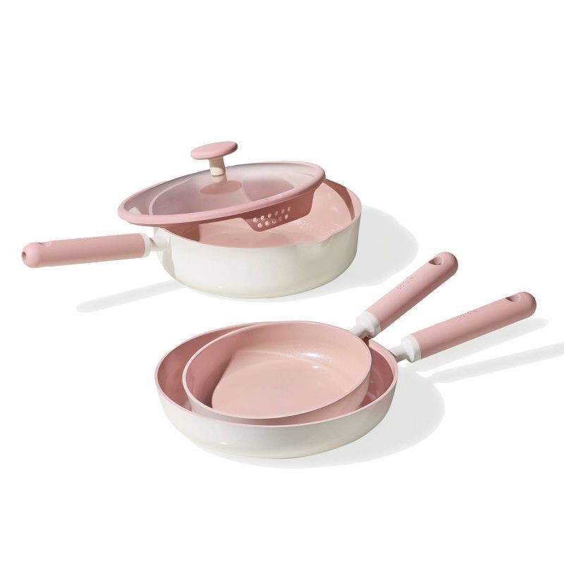 slide 3 of 6, Carote 21pc Ceramic Nonstick Cookware Set Pink, 21 ct