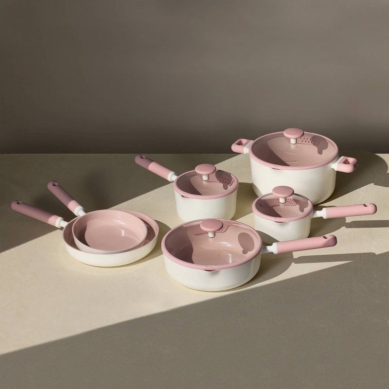 slide 5 of 6, Carote 21pc Ceramic Nonstick Cookware Set Pink, 21 ct