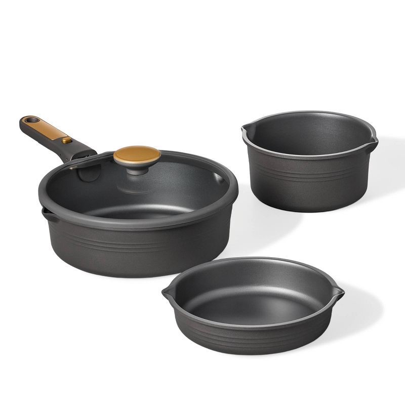 slide 2 of 6, Carote 24pc Nonstick Cookware Set with Detachable Handle Black, 24 ct
