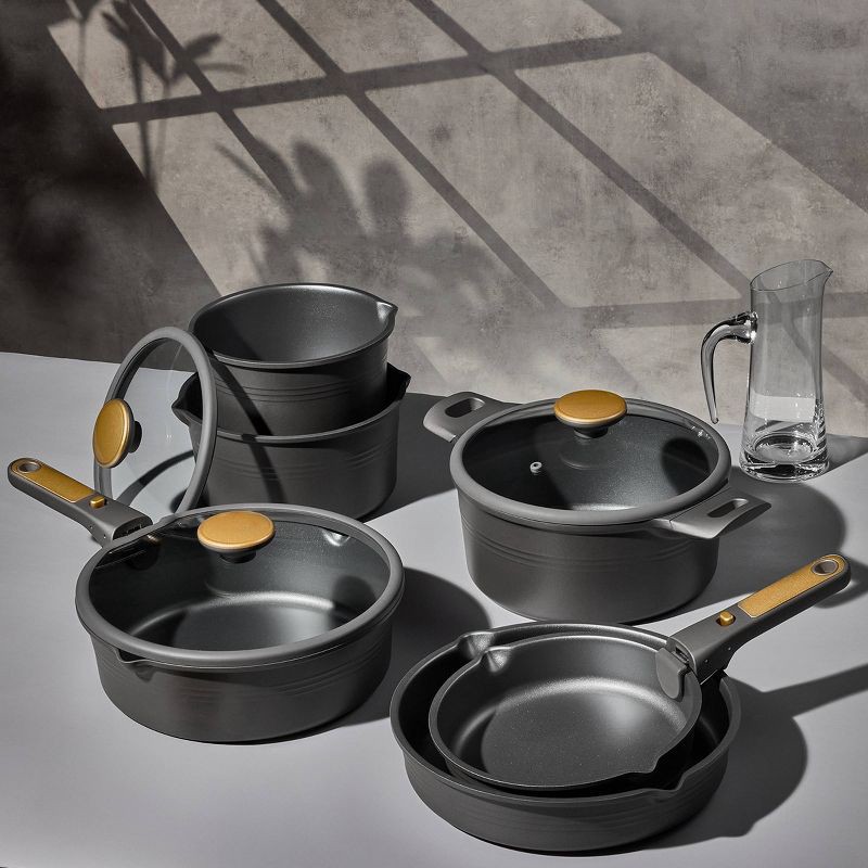 slide 5 of 6, Carote 24pc Nonstick Cookware Set with Detachable Handle Black, 24 ct