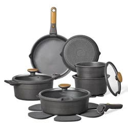 Carote 24pc Nonstick Cookware Set with Detachable Handle Black