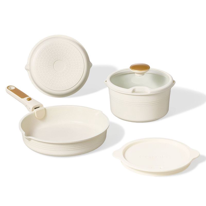 slide 2 of 6, Carote 10pc Nonstick Cookware Set with Detachable Handle White, 10 ct