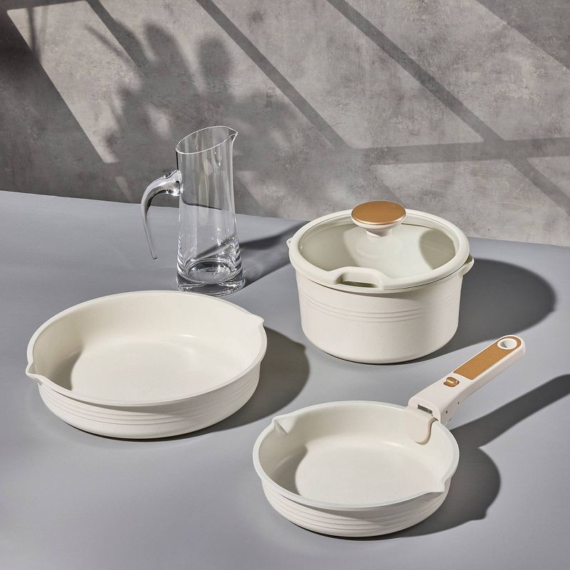 slide 5 of 6, Carote 10pc Nonstick Cookware Set with Detachable Handle White, 10 ct