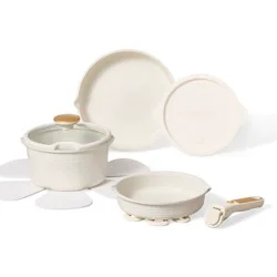 Carote 10pc Nonstick Cookware Set with Detachable Handle White