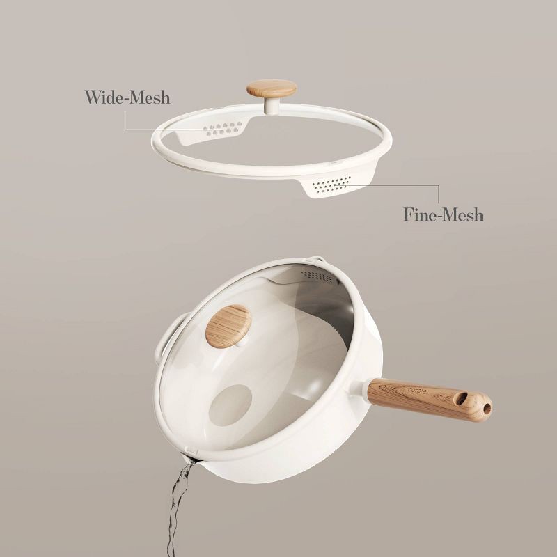 slide 3 of 7, Carote 5qt Ceramic Nonstick Saute Pan with Lid Cream, 5 qt