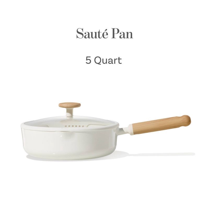 slide 5 of 7, Carote 5qt Ceramic Nonstick Saute Pan with Lid Cream, 5 qt