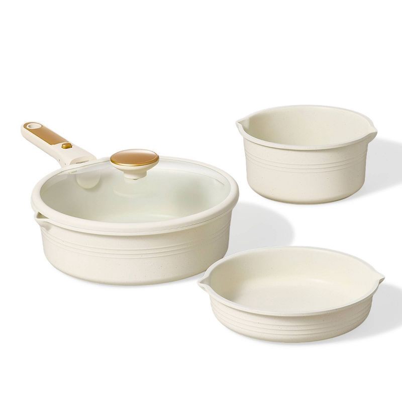 slide 2 of 6, Carote 24pc Nonstick Cookware Set with Detachable Handle White, 24 ct