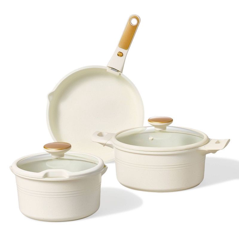 slide 3 of 6, Carote 24pc Nonstick Cookware Set with Detachable Handle White, 24 ct