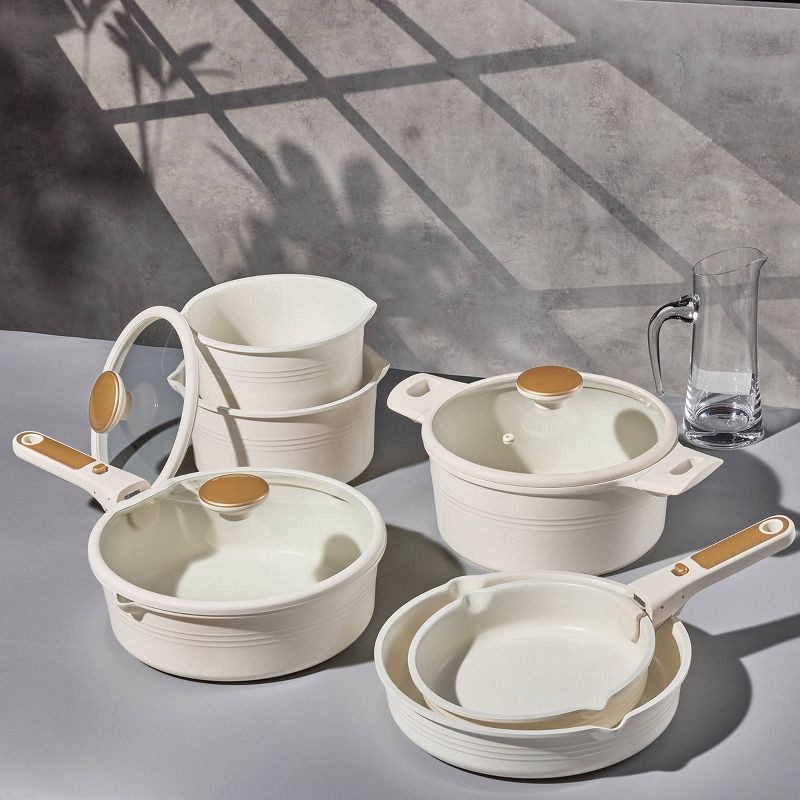 slide 5 of 6, Carote 24pc Nonstick Cookware Set with Detachable Handle White, 24 ct