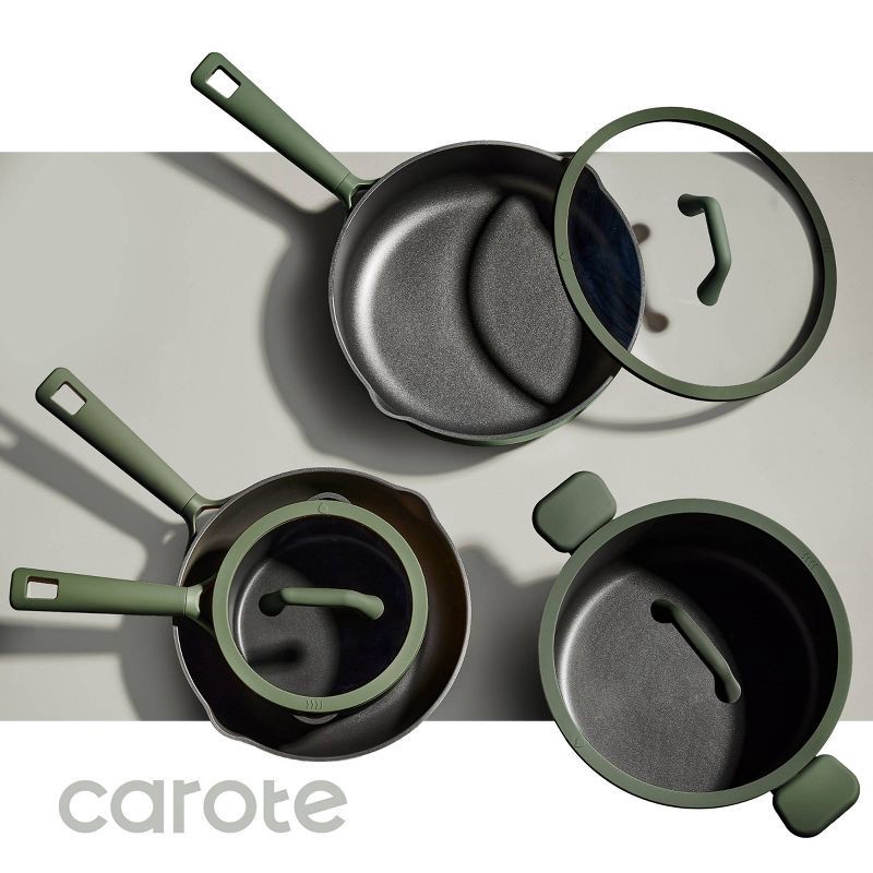 slide 2 of 8, Carote 21pc Nonstick Cookware Set Dark Green, 21 ct