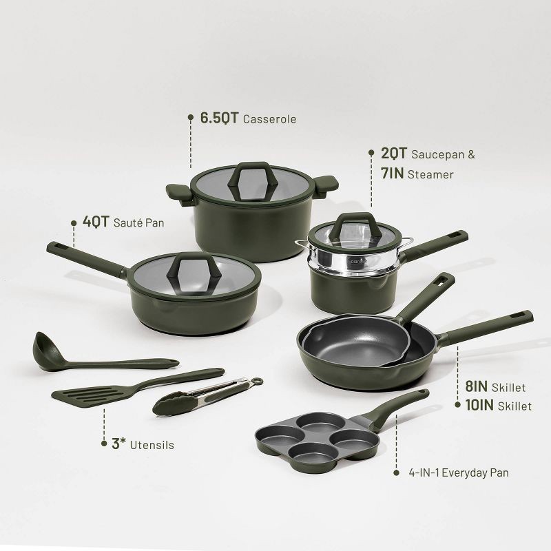 slide 3 of 8, Carote 21pc Nonstick Cookware Set Dark Green, 21 ct