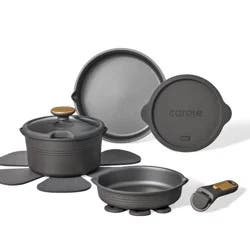 Carote 10pc Nonstick Cookware Set with Detachable Handle Black