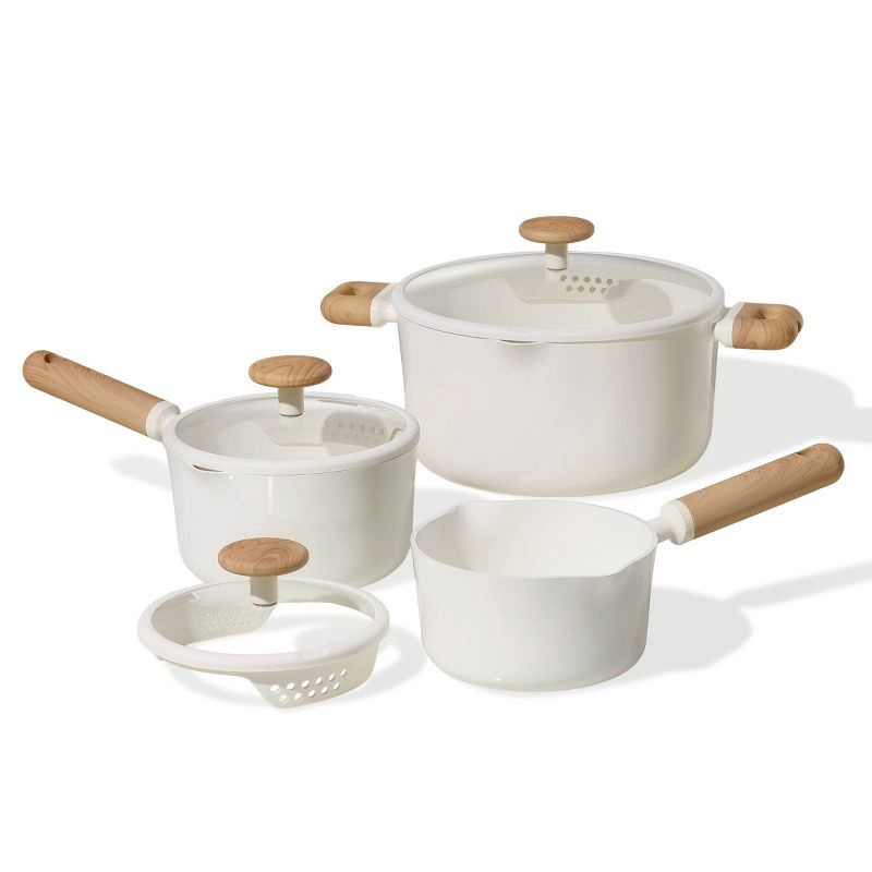 slide 2 of 6, Carote 21pc Ceramic Nonstick Cookware Set Cream, 21 ct