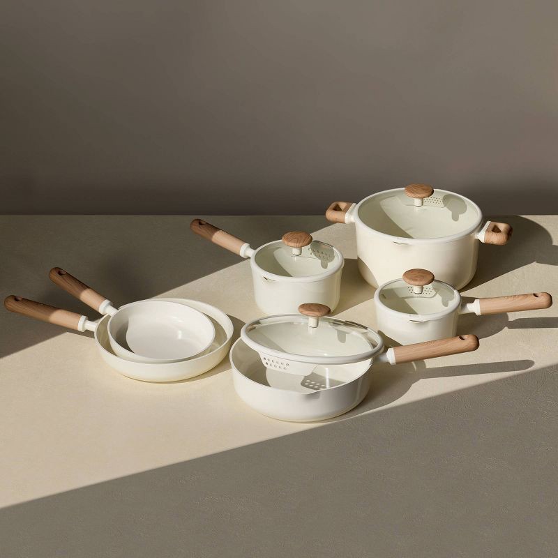 slide 5 of 6, Carote 21pc Ceramic Nonstick Cookware Set Cream, 21 ct