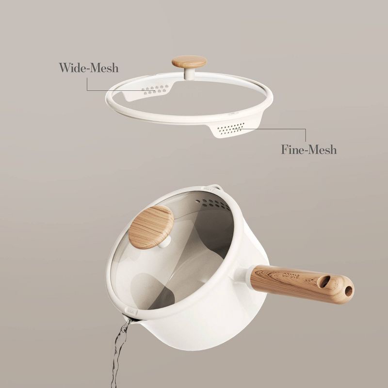 slide 3 of 7, Carote 2qt Ceramic Nonstick Sauce Pan with Lid Cream, 2 qt