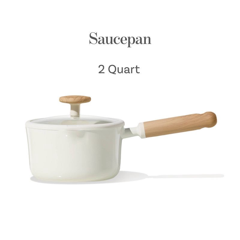 slide 5 of 7, Carote 2qt Ceramic Nonstick Sauce Pan with Lid Cream, 2 qt