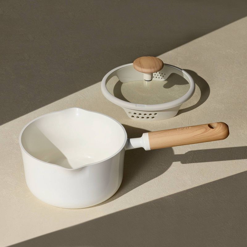 slide 6 of 7, Carote 2qt Ceramic Nonstick Sauce Pan with Lid Cream, 2 qt