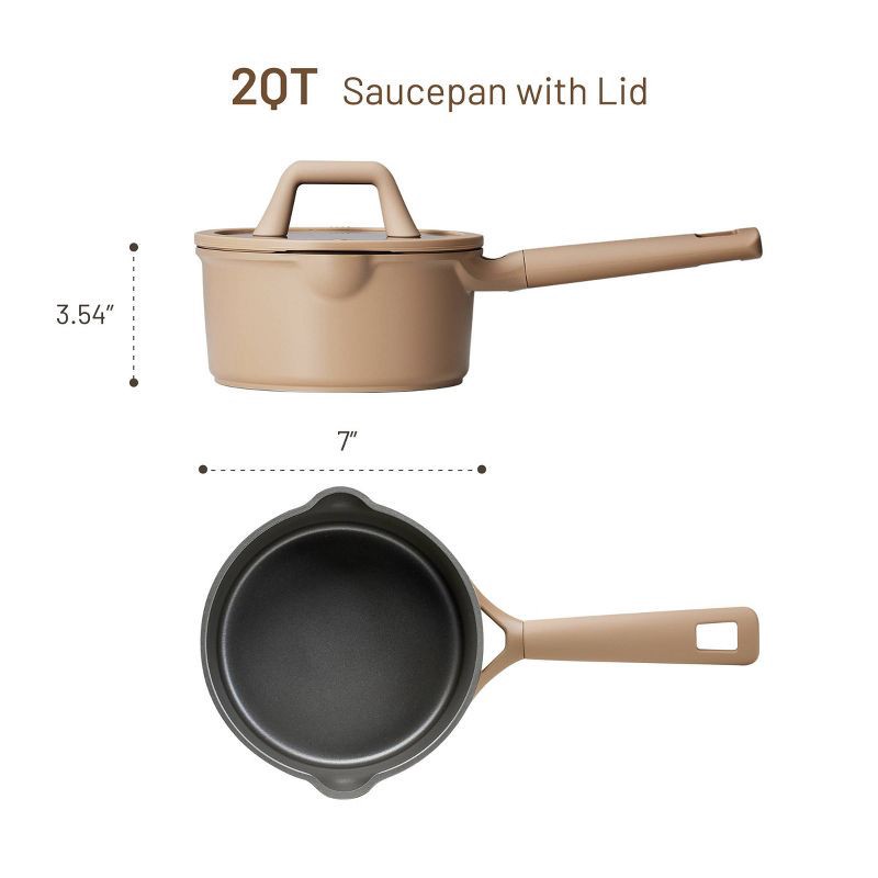 slide 2 of 6, Carote 2qt Nonstick Sauce Pan with Lid Taupe, 2 qt