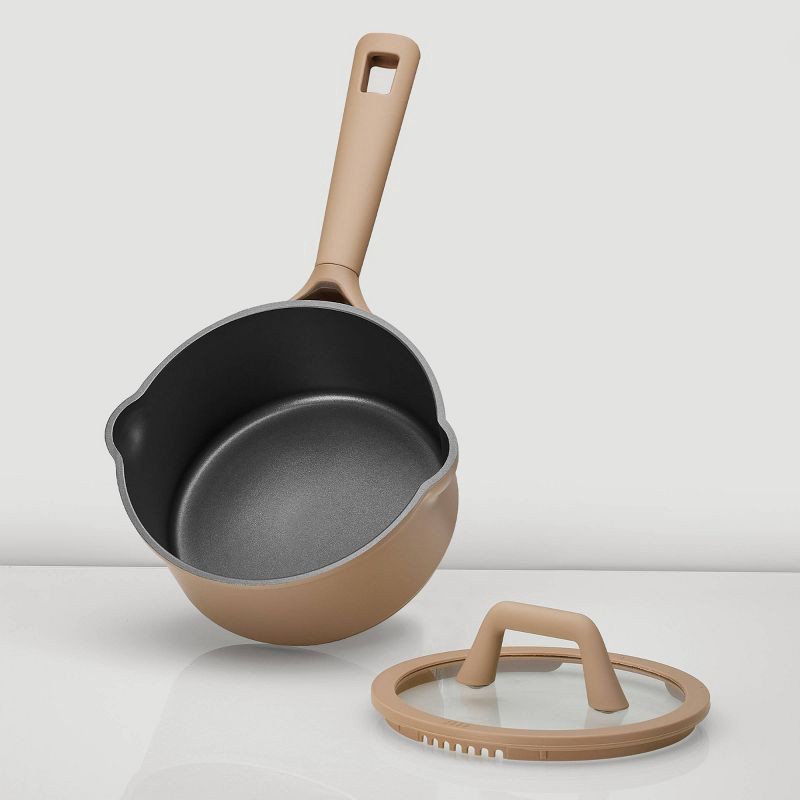 slide 3 of 6, Carote 2qt Nonstick Sauce Pan with Lid Taupe, 2 qt