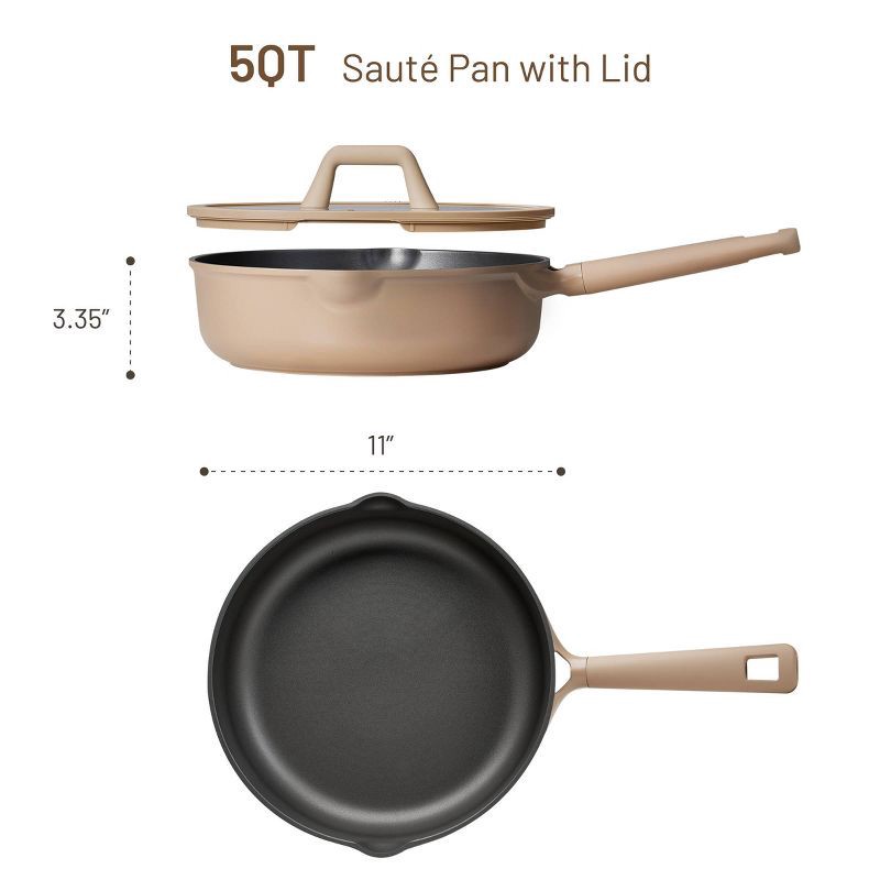 slide 2 of 5, Carote 5qt Nonstick Saute Pan with Lid Taupe, 5 qt