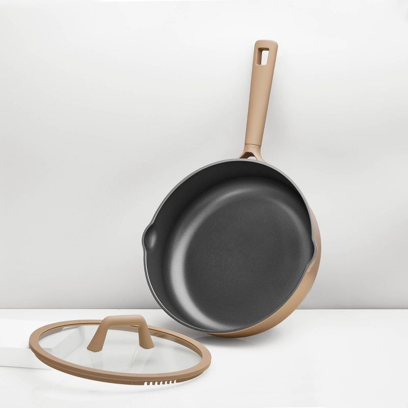 slide 3 of 5, Carote 5qt Nonstick Saute Pan with Lid Taupe, 5 qt