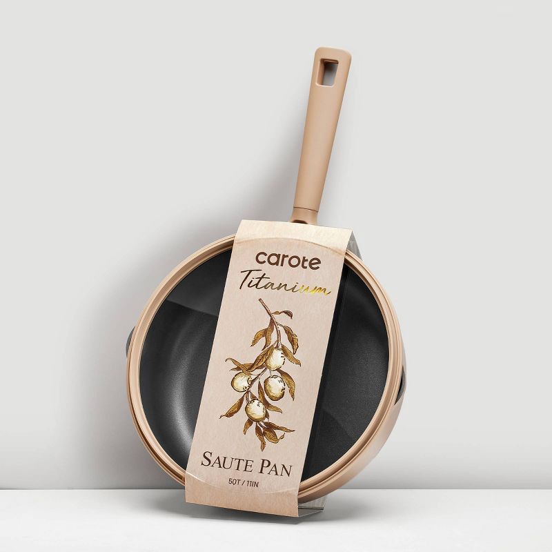 slide 5 of 5, Carote 5qt Nonstick Saute Pan with Lid Taupe, 5 qt