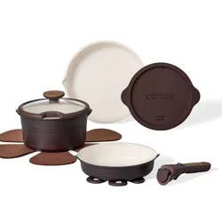Carote 10pc Ceramic Nonstick Cookware Set with Detachable Handle Brown