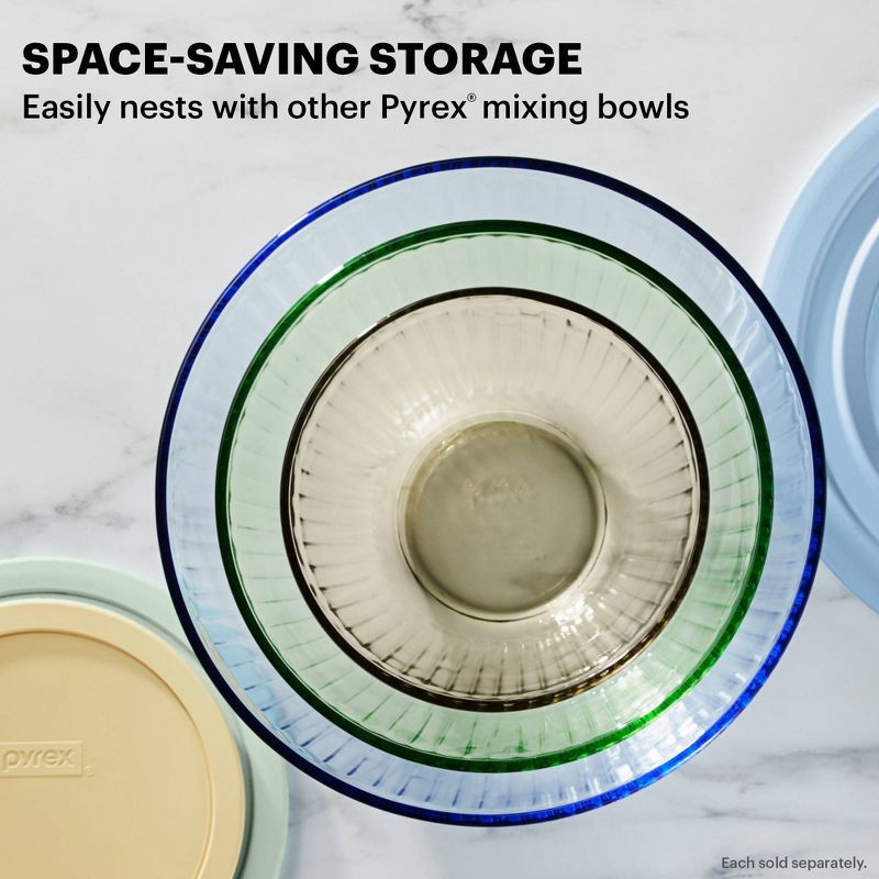 slide 3 of 5, Pyrex Sculpted Tinted Lidded 4.5qt Mixing Bowl Blue, 4.5 qt