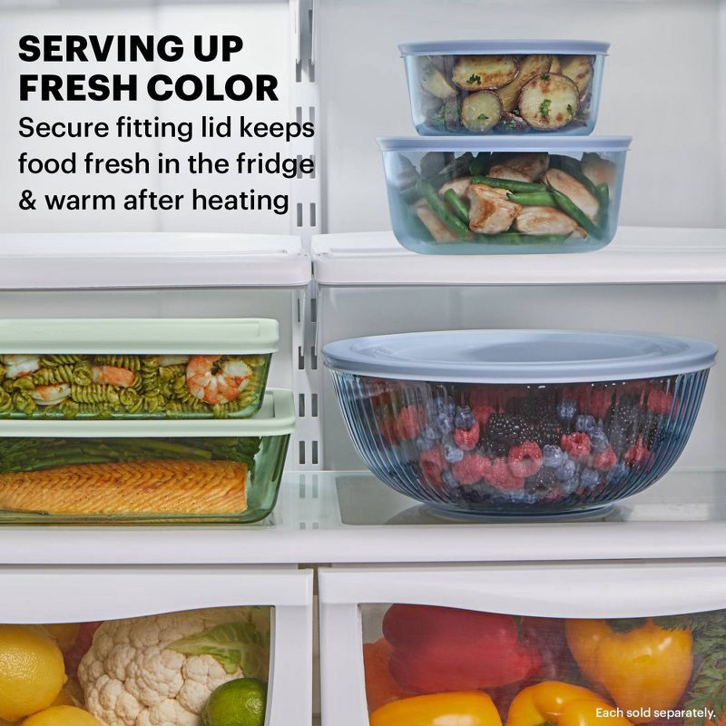 slide 4 of 5, Pyrex Sculpted Tinted Lidded 4.5qt Mixing Bowl Blue, 4.5 qt