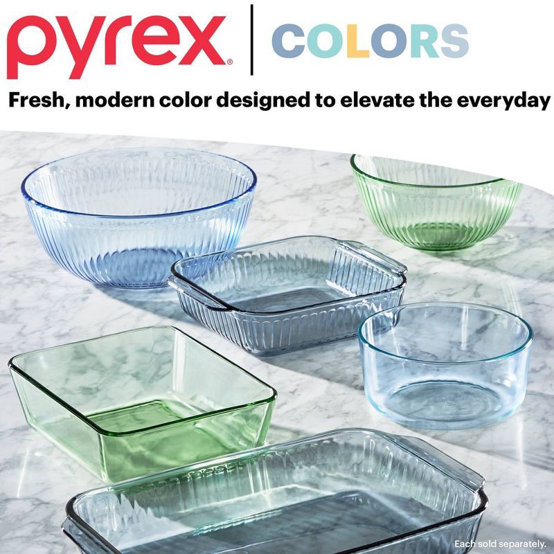 slide 5 of 5, Pyrex Sculpted Tinted Lidded 4.5qt Mixing Bowl Blue, 4.5 qt
